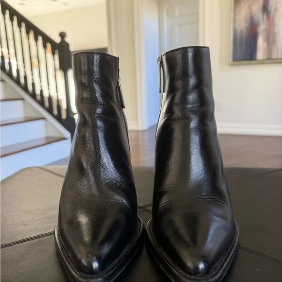 Chloe Black Leather Ankle Booties - Subtly Western - Size 39.5